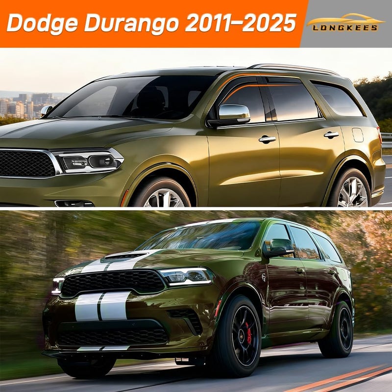 LONGKEES Window Visors Rain Guards FIT 2011–2025 Dodge Durango – in-Channel Vent Deflectors 4PC Set All-Weather - Image 2